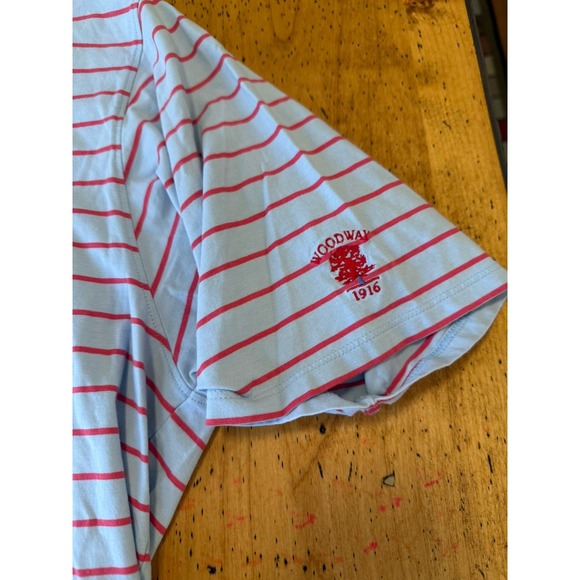 B. Draddy Sport Men's Large Short Sleeve Blue/pink  Striped Golf Polo Shirt - Picture 3 of 8